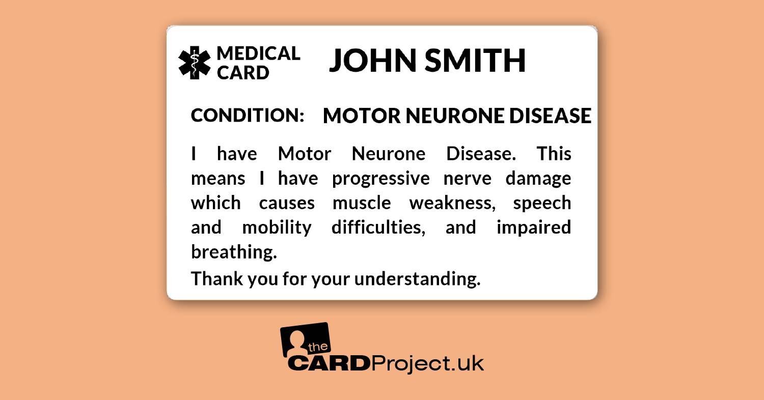 Motor Neurone Disease Mono Medical ID Card (FRONT)